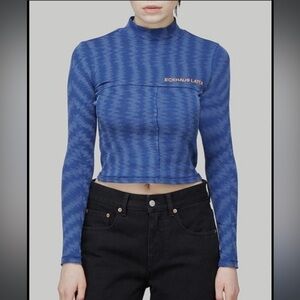Eckhaus Latta Weave Print
Turtleneck Cropped Top In Blue